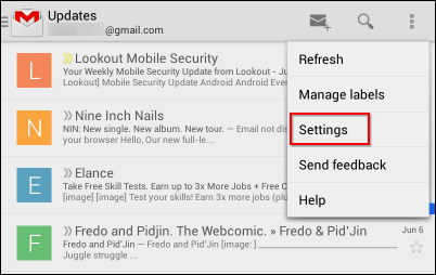 Gmail Android app restore delete button menu