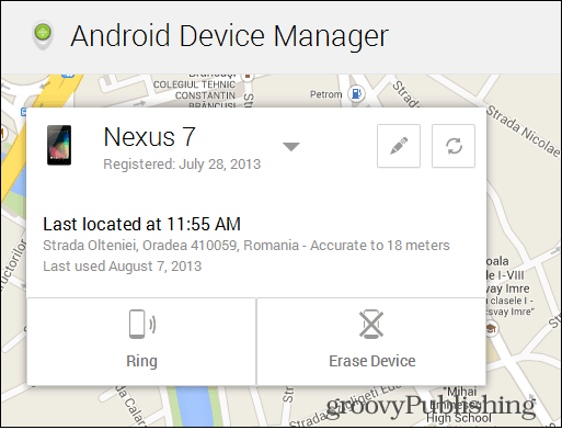Android Device Manager map