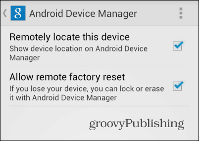 Android Device Manager settings