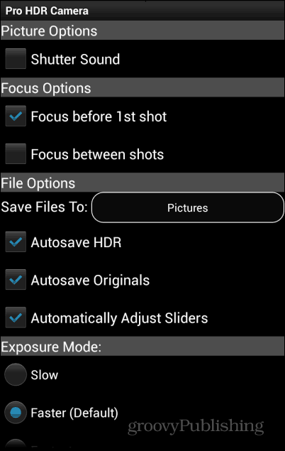 Pro HDR Camera settings 1