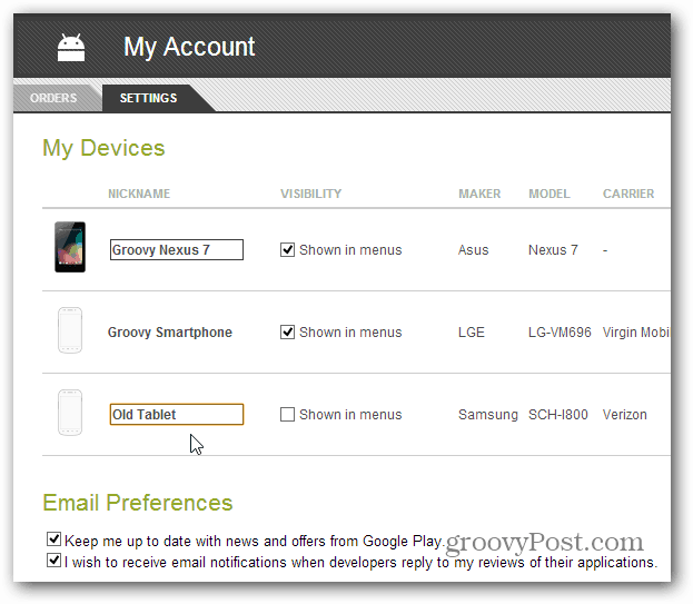 Google Play Store Devices