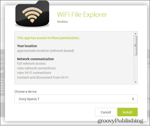 WiFi File Explorer install