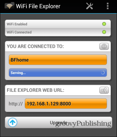 WiFi File Explorer running