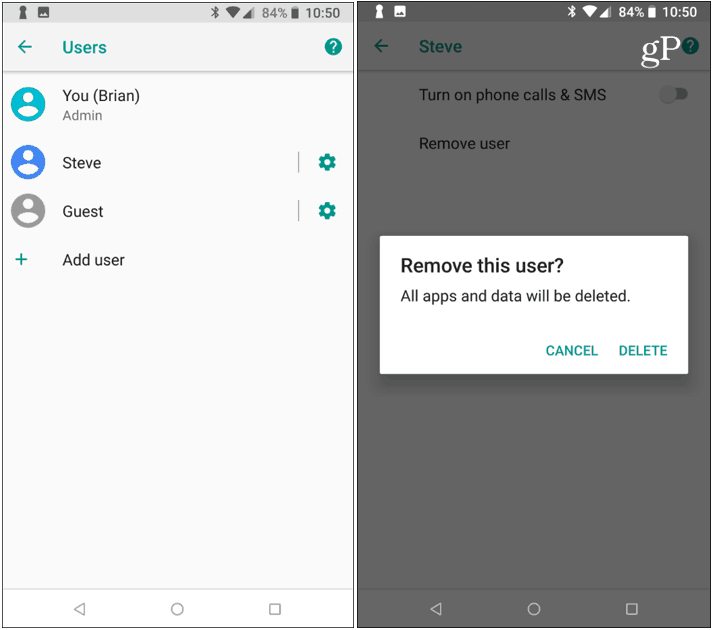 Delete User Account on Android