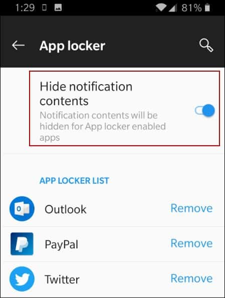 App Locker Hide Notification Contents