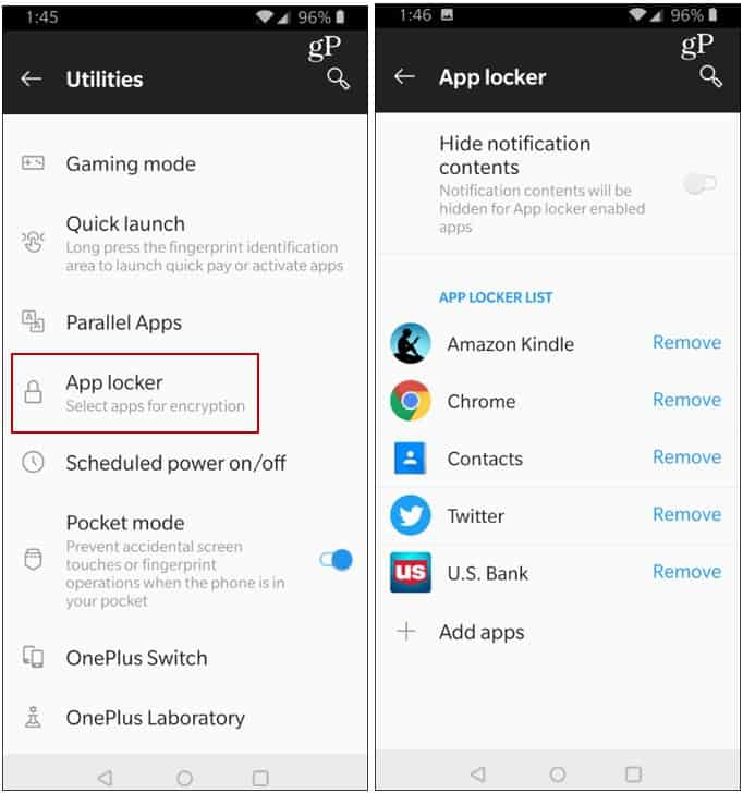 App Locker OnePlus 6T