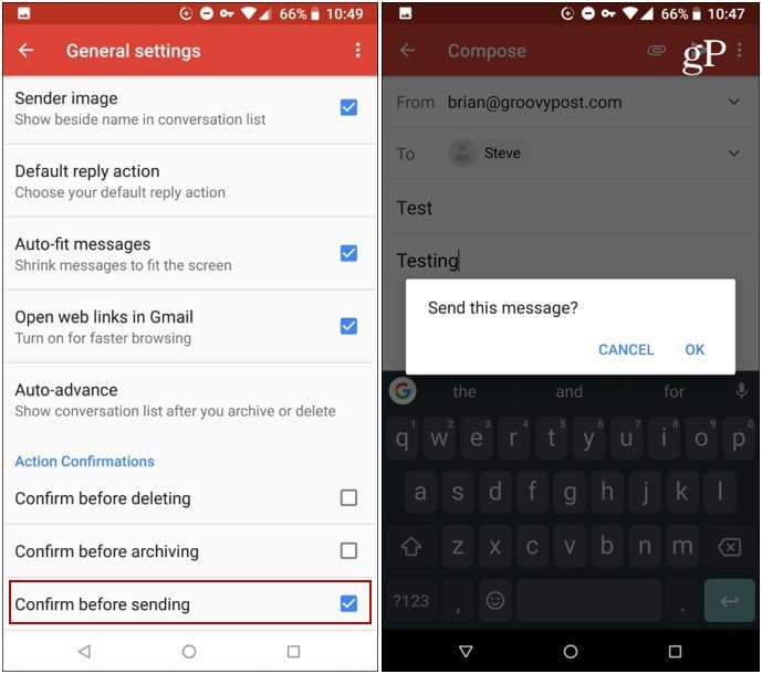 Confirm Gmail Before Sending